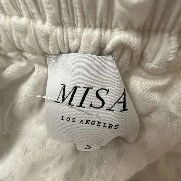 MISA White Eyelet Tiered Midi Skirt Womens Small Boho Ruffle Cottagecore Elastic - Picture 2 of 6